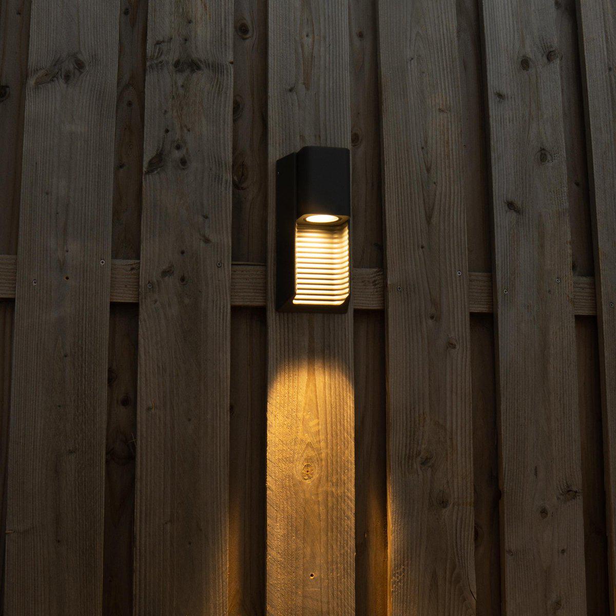 2 pack - LED Muurlamp buiten met GU10 fitting - Strepen - Rimini - IP44 - Antraciet Wandlampen LED.nl