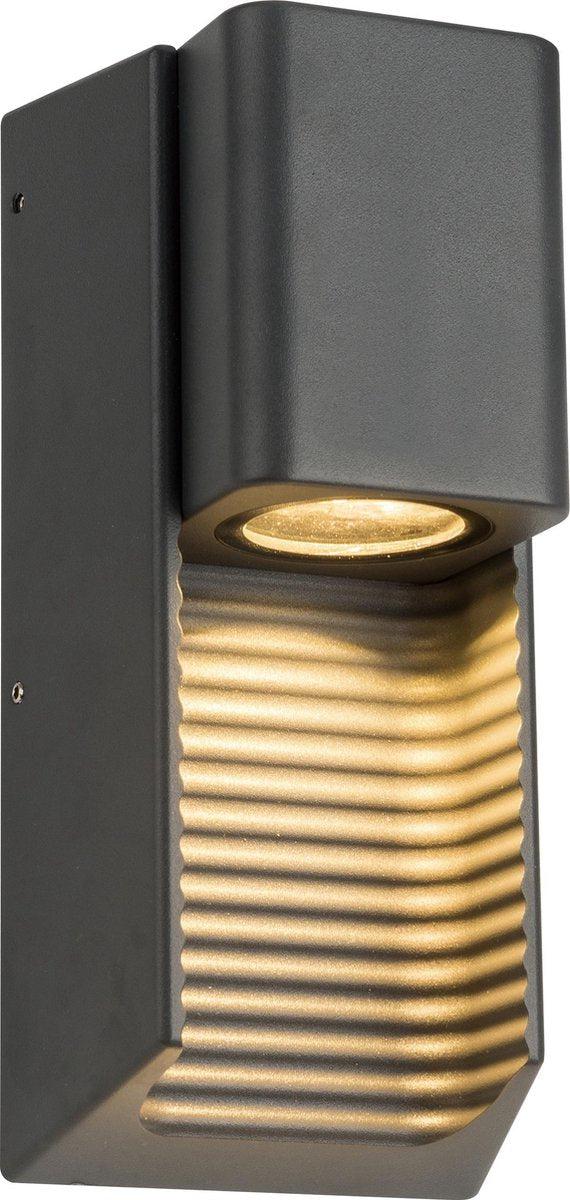 2 pack - LED Muurlamp buiten met GU10 fitting - Strepen - Rimini - IP44 - Antraciet Wandlampen LED.nl