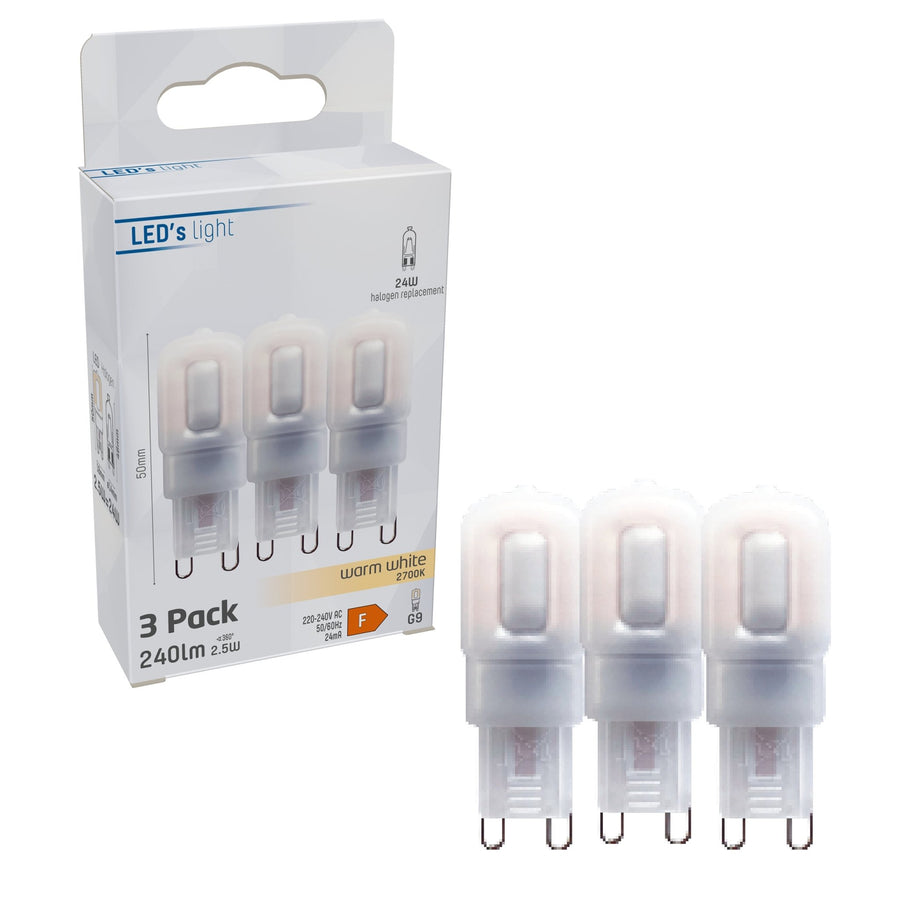 LED-Stecklampe G9 - Matt - 220-240V - Warmweiß - 2,5W (24W) - 3 Lichter - lidstore.shop