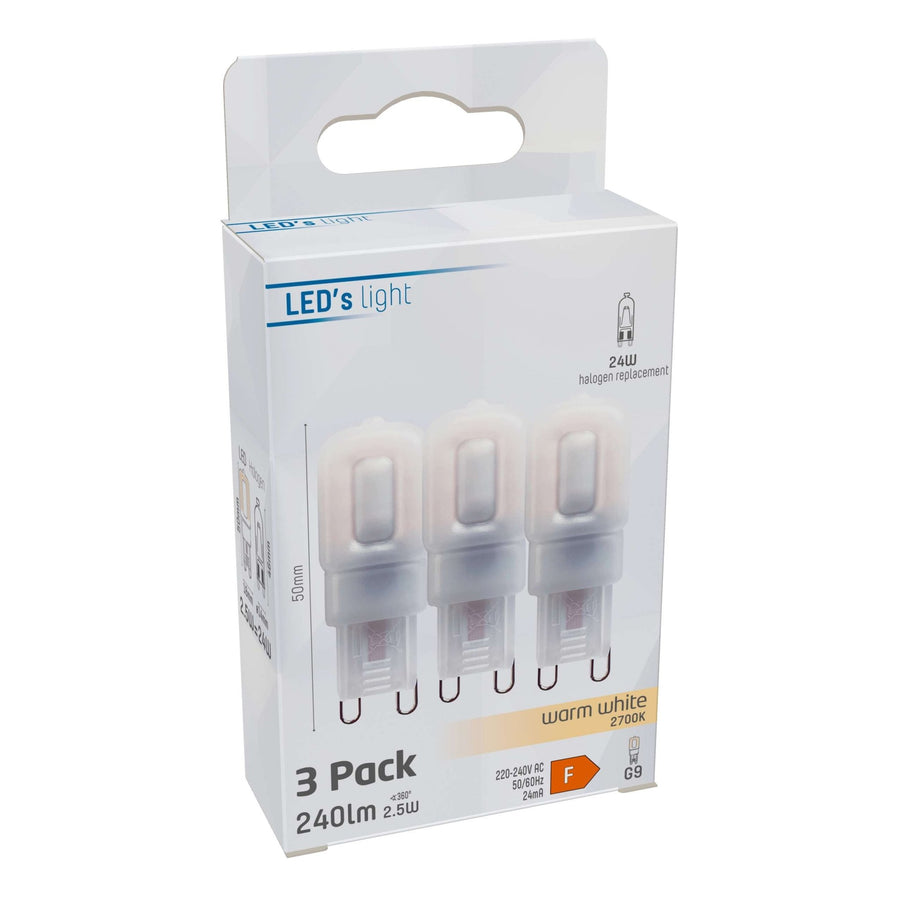 LED-Stecklampe G9 - Matt - 220-240V - Warmweiß - 2,5W (24W) - 3 Lichter - lidstore.shop