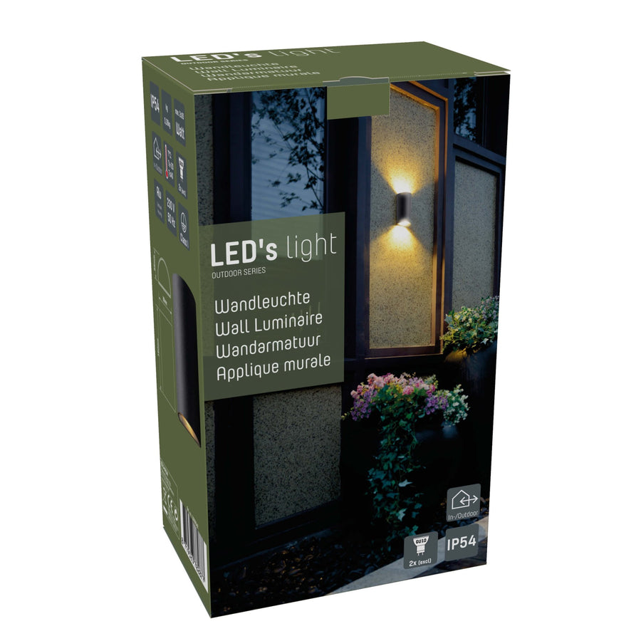 LED's Light LED Wandleuchte Außen - Halbzylinder mit 2 Lichtpunkten - Modell Siena - IP44 - Anthrazit - lidstore.shop