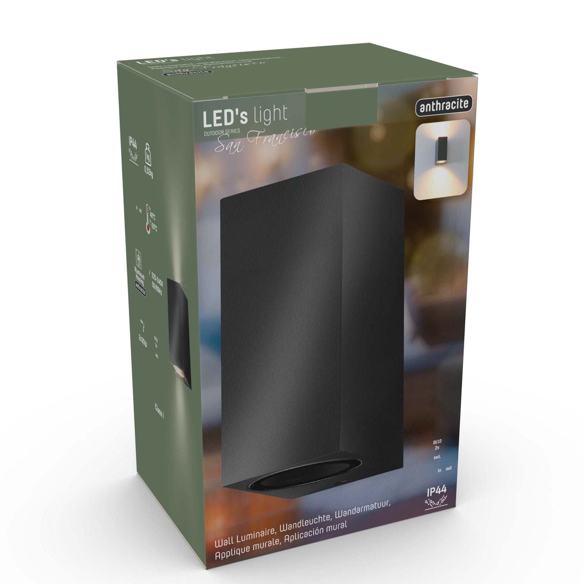 NØRD Up&Down - LED's Light LED Buitenlamp met GU10 fitting - Rechthoek - IP44 - Antraciet - Model Milaan Wandlampen LED.nl