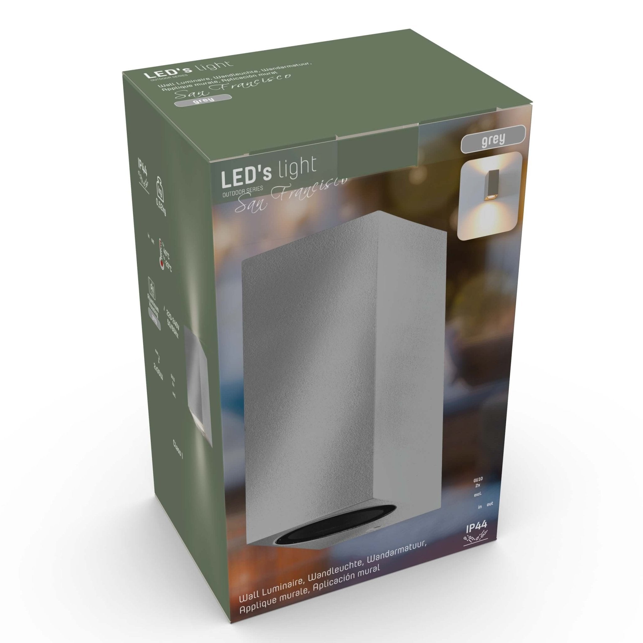 LED's Light LED Buitenlamp met GU10 fitting - Rechthoek - IP44 - Grijs - Model Milaan Wandlampen LED.nl