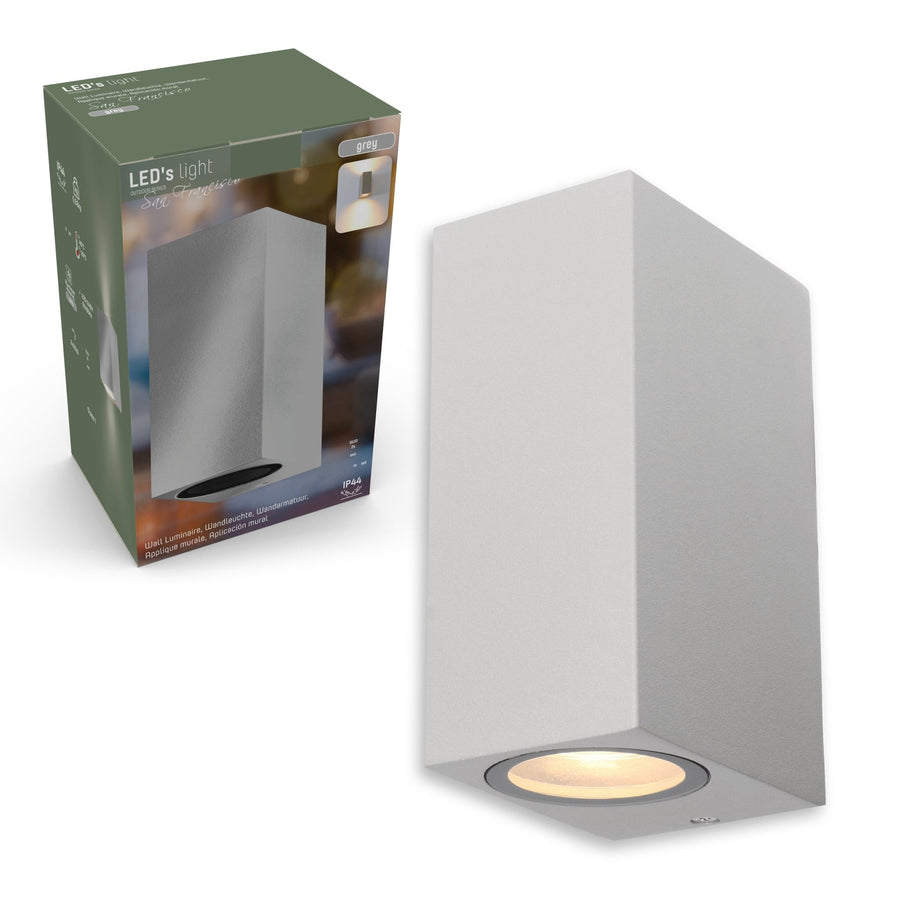 LED's Light LED-Außenleuchte mit GU10-Fassung - Rechteckig - IP44 - Grau - Modell Milan - lidstore.shop