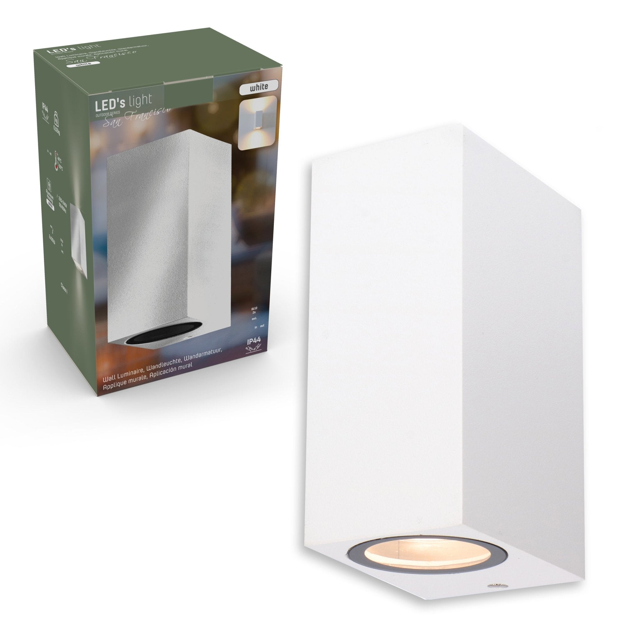 NØRD Up&Down - LED's Light LED Buitenlamp met GU10 fitting - Rechthoek - IP44 - Wit - Model Milaan Wandlampen LED.nl