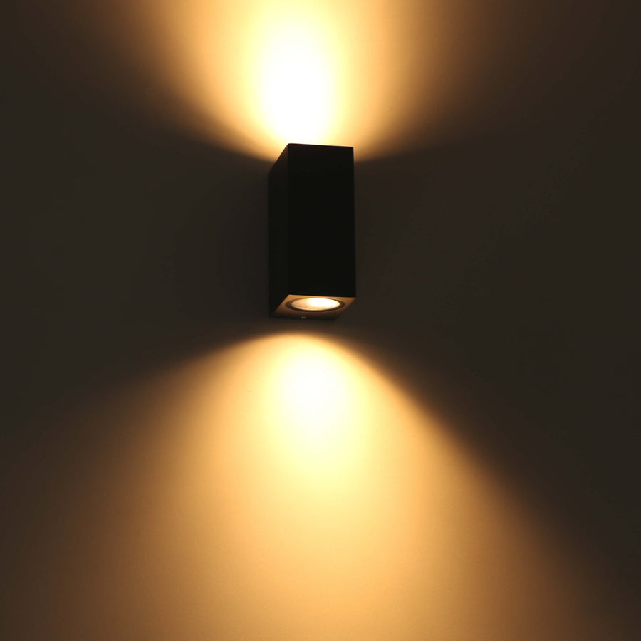 NØRD Up&Down – LED-Außenleuchte mit GU10-Fassung – Rechteckig – Schutzart IP44 – Schwarz – Modell Milan - lidstore.shop