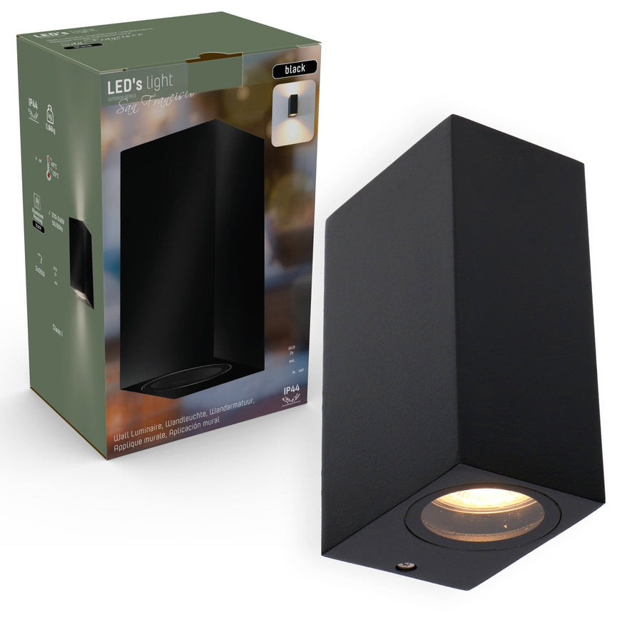 NØRD Up&Down – LED-Außenleuchte mit GU10-Fassung – Rechteckig – Schutzart IP44 – Schwarz – Modell Milan - lidstore.shop