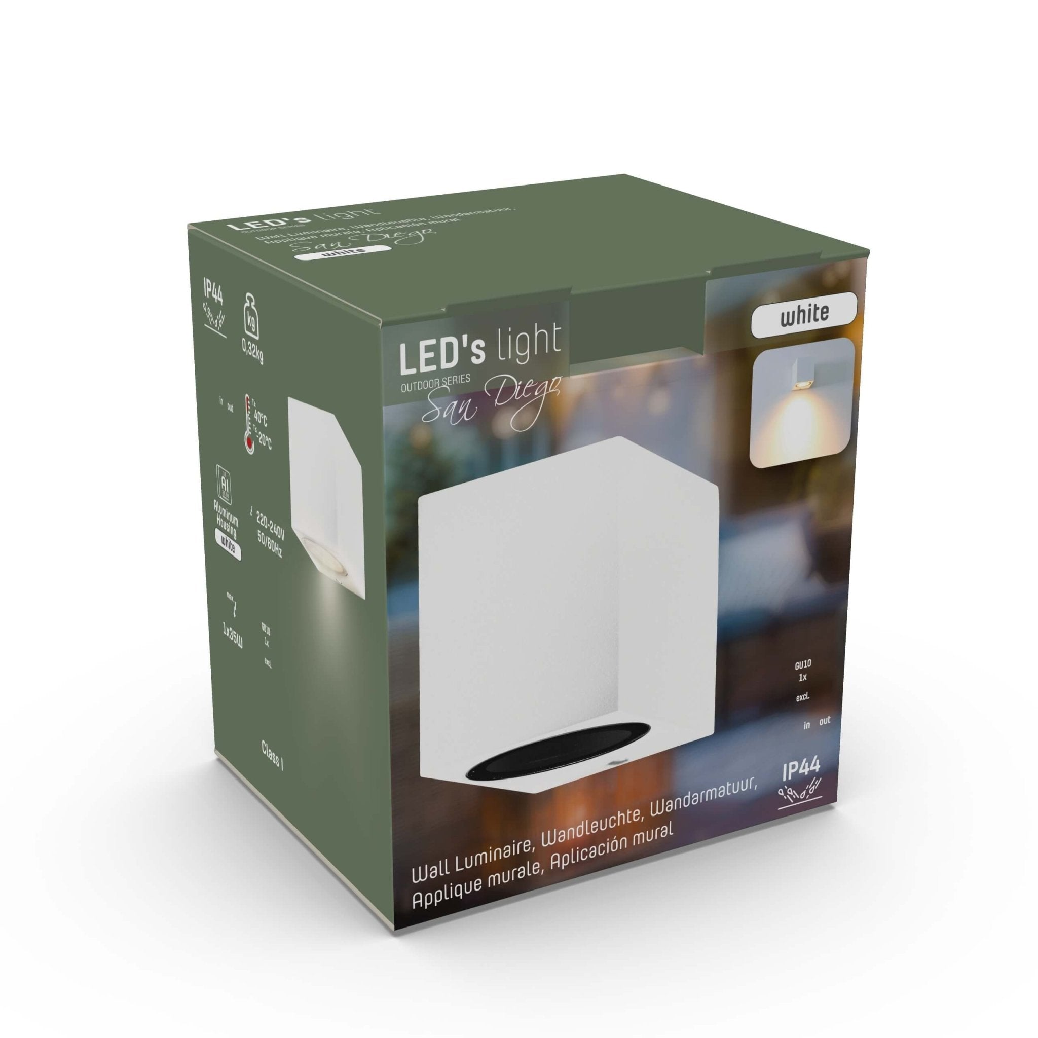 6 pack - LED's Light LED Wandlamp Buiten met GU10 fitting - Vierkant - IP44 - Wit - Model Rome Wandlampen LED.nl