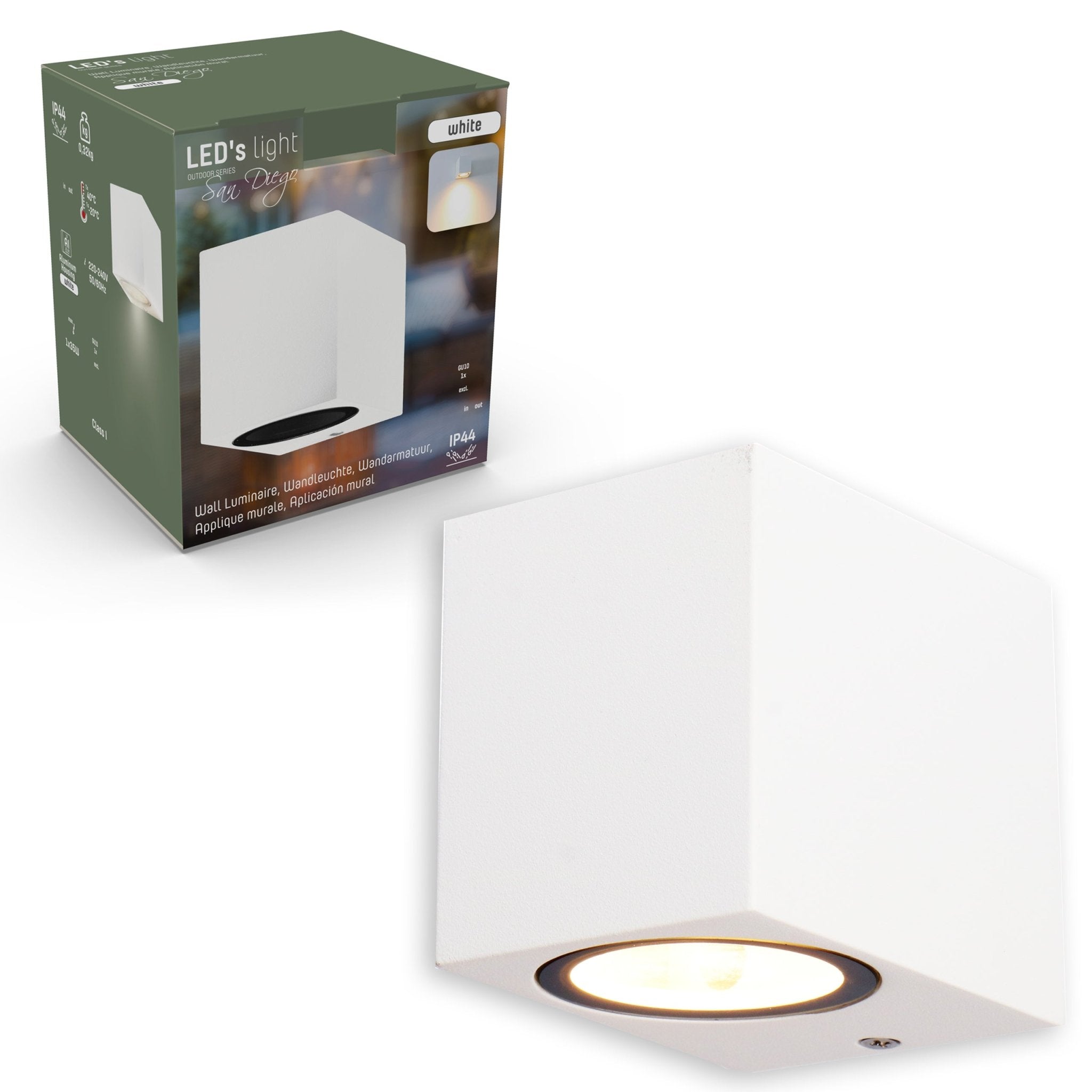 6 pack - LED's Light LED Wandlamp Buiten met GU10 fitting - Vierkant - IP44 - Wit - Model Rome Wandlampen LED.nl