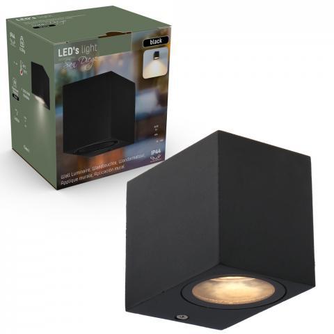 6 pack - LED's Light LED Wandlamp Buiten met GU10 fitting - Vierkant - IP44 - Zwart - Model Rome Wandlampen LED.nl
