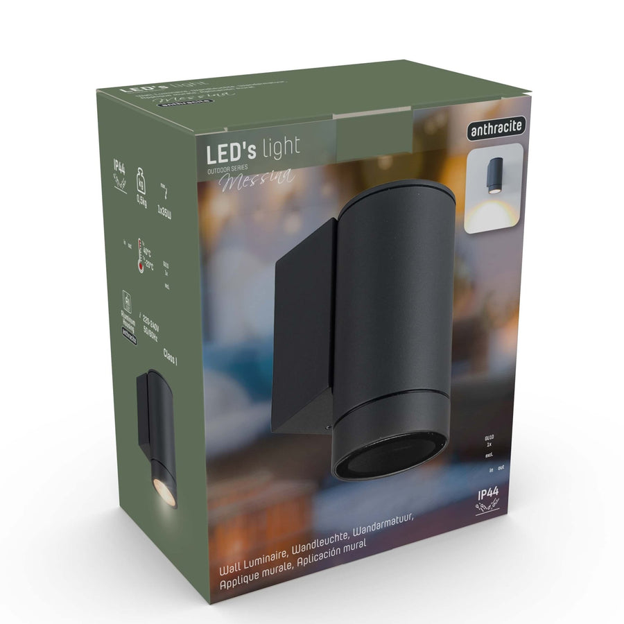 LED's Light Außenwandleuchte - GU10-Fassung - IP44 wasserdicht - Anthrazit - Modell Carpi - lidstore.shop