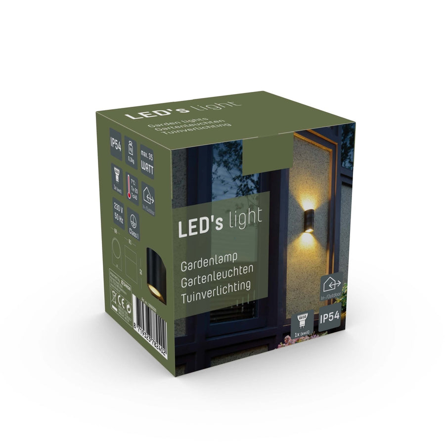 LED's Light LED Wall lamp outdoor with GU10 fitting - Round - Model San Marino - IP44 - Black - LED.nl