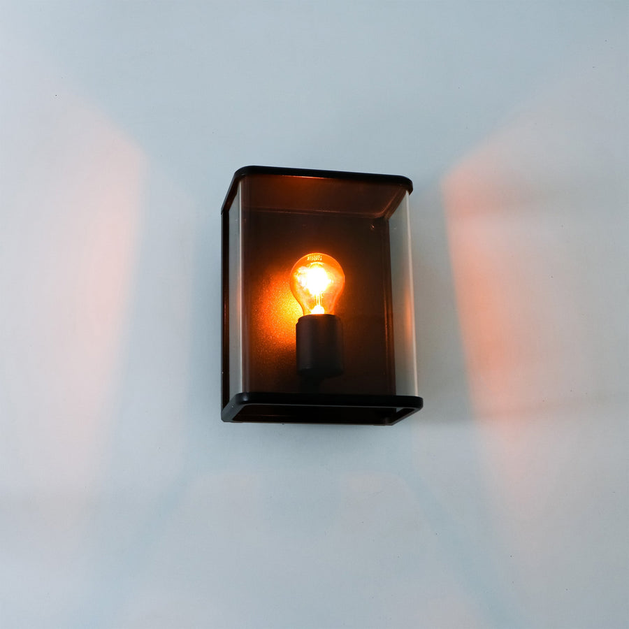 LED Wall Lamp Glass - All-round light - Rectangle - E27 fitting - IP44 - Black - LED.nl
