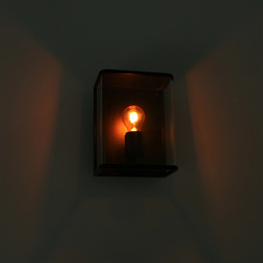 LED Wall Lamp Glass - All-round light - Rectangle - E27 fitting - IP44 - Black - LED.nl