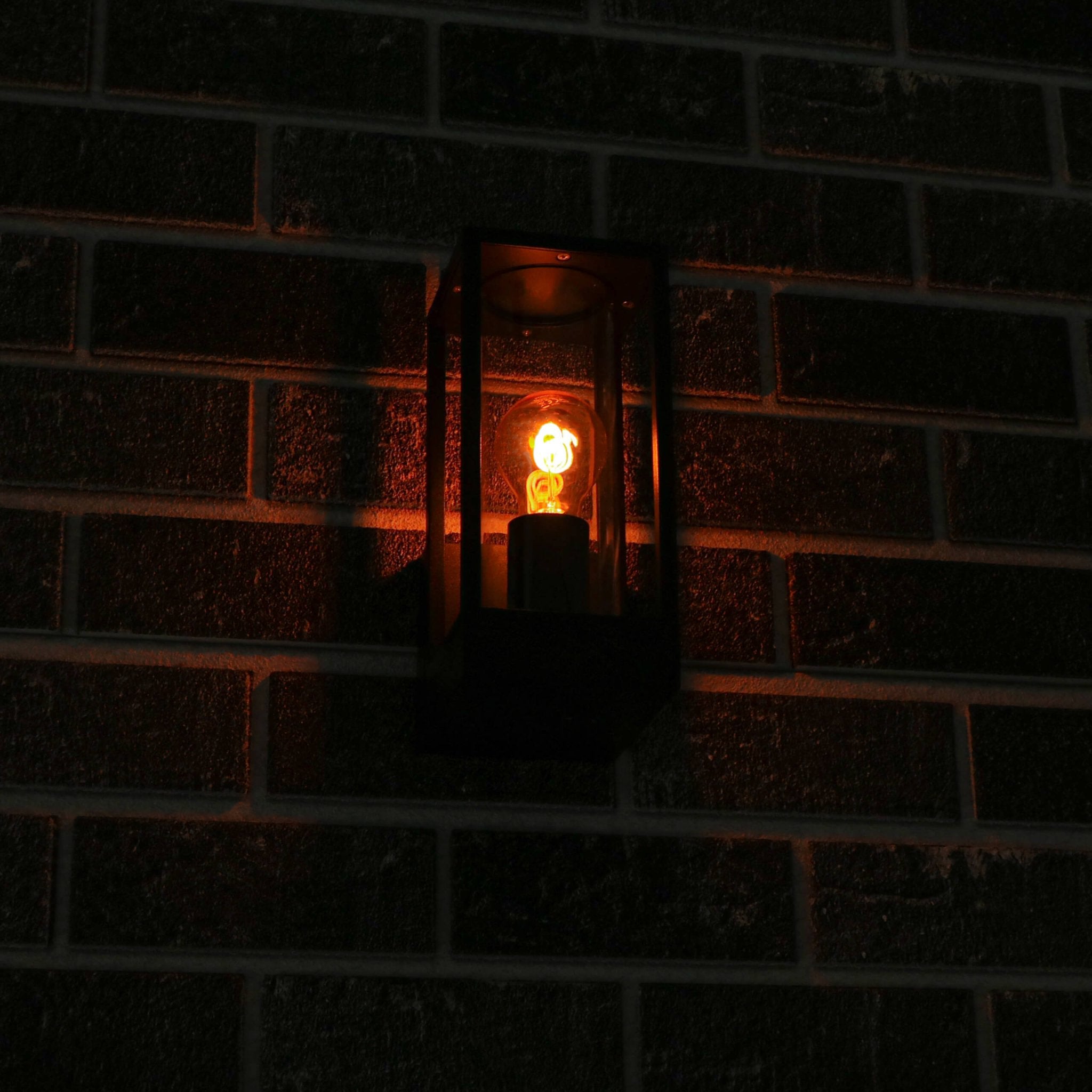 LED's Light LED Wandlamp met glazen ruiten - Rechthoek - E27 fitting - IP44 - Zwart Wandlampen LED.nl