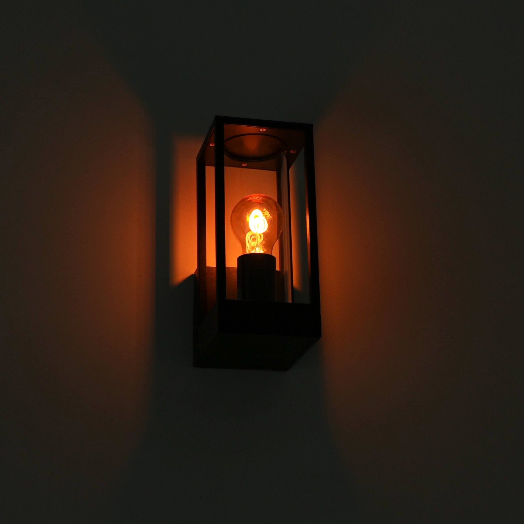 LED's Light LED Wandlamp met glazen ruiten - Rechthoek - E27 fitting - IP44 - Zwart Wandlampen LED.nl
