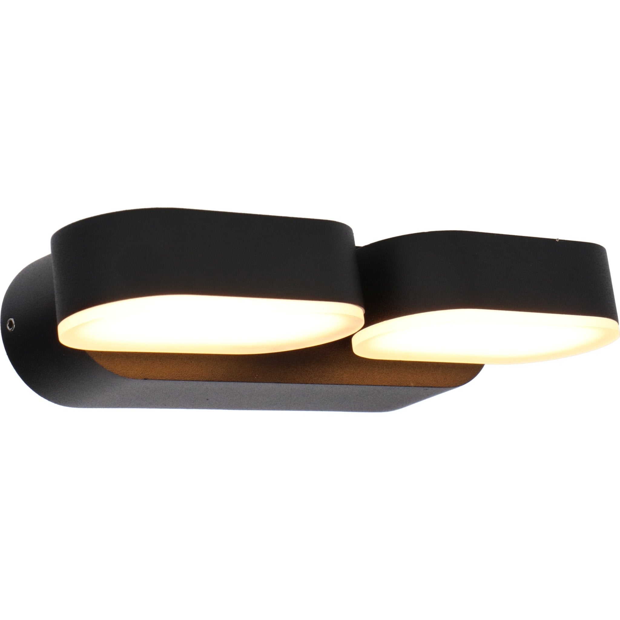 2 pack LED's Light Dubbele LED Buitenlamp - Model Rieti - Warm wit - IP44 waterbestendig - Zwart Wandlampen LED.nl