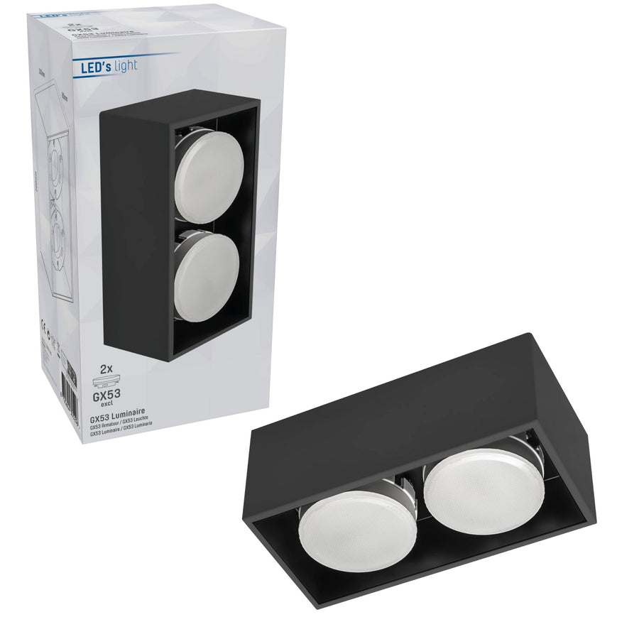 LED's Light Cube lidstore.shopckenleuchte - 2 Lichtpunkte - Drehbares Licht - Stahl - 20 x 8 cm - Schwarz - lidstore.shop