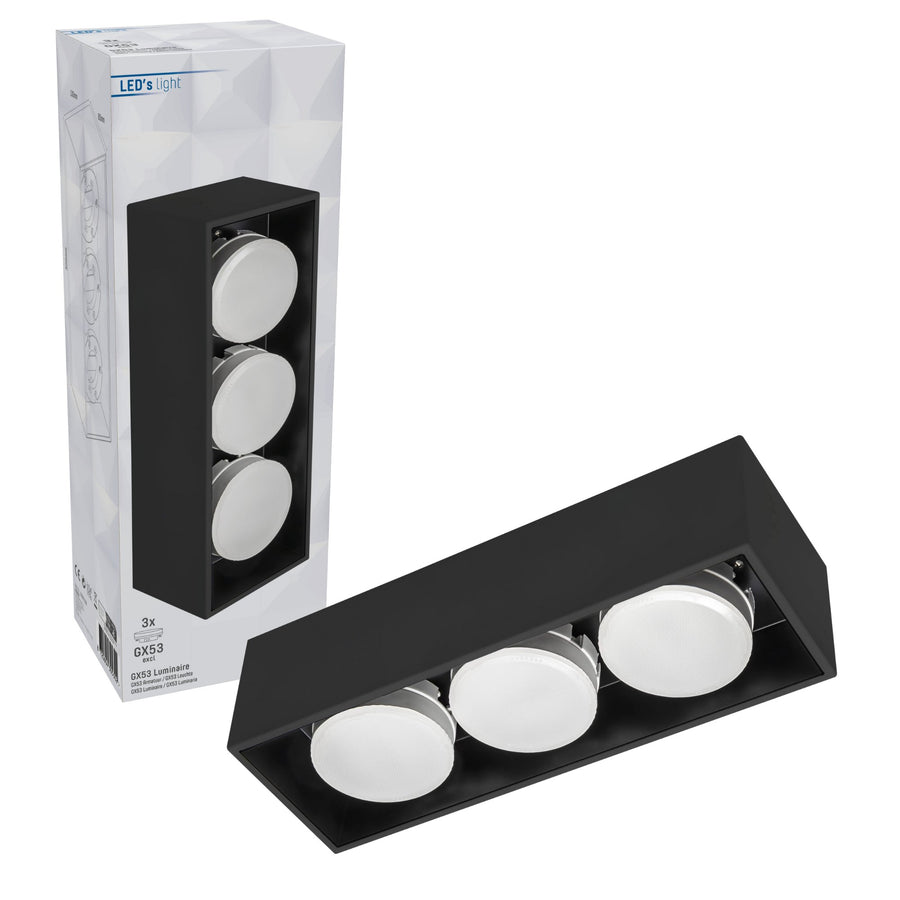 LED's Light Cube lidstore.shopckenleuchte - 3 Lichtpunkte - Drehbares Licht - Stahl - 30 x 8 cm - Schwarz - lidstore.shop