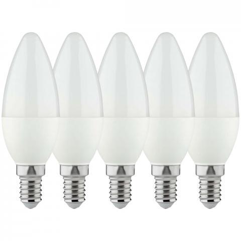 LongLife LED Lamp Candle E14 - Matt - Warm white light - 4W replaces 40W - Value pack - 5 candle lamps - LED.nl