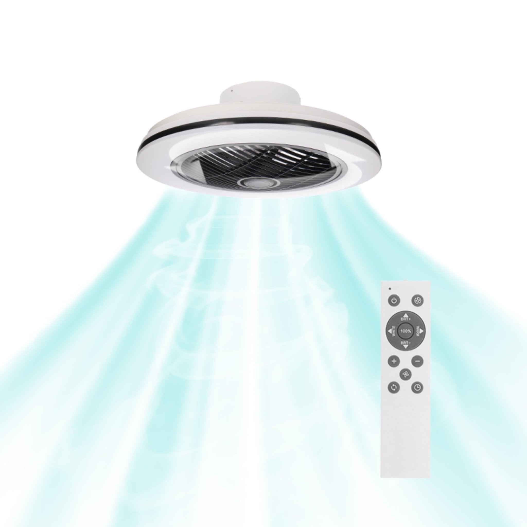 Moderno 3D plafondventilator met verlichting 50cm – Dimmen en lichtkleur instellen via afstandsbediening – Met zomer- en winterstand en timerfunctie Plafondventilatoren Led.nl