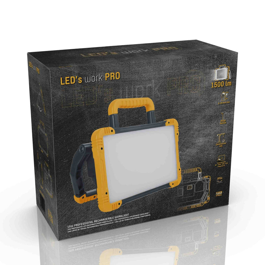 LED's Work Akku-LED-Bauleuchte 1500 - Kabelloser Akkubetrieb - IP54 - Härtetest - lidstore.shop