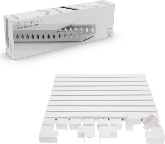 OrgaNice Kabelwannen-Set - Selbstklebender Organizer für Schreibtisch &amp; Fernseher - Weiß - lidstore.shop