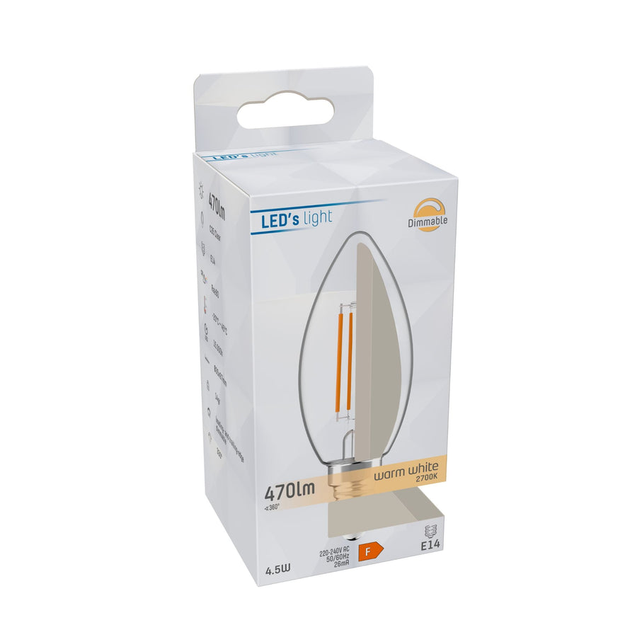 ProDim LED Filament Candle Bulb E14 - Clear - Dimmable warm white light - 4.5W (40W) - LED.nl
