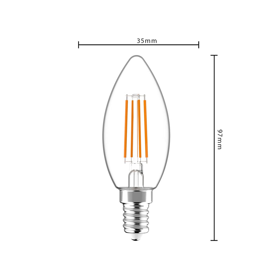 ProDim LED Filament Candle Bulb E14 - Clear - Dimmable warm white light - 4.5W (40W) - LED.nl