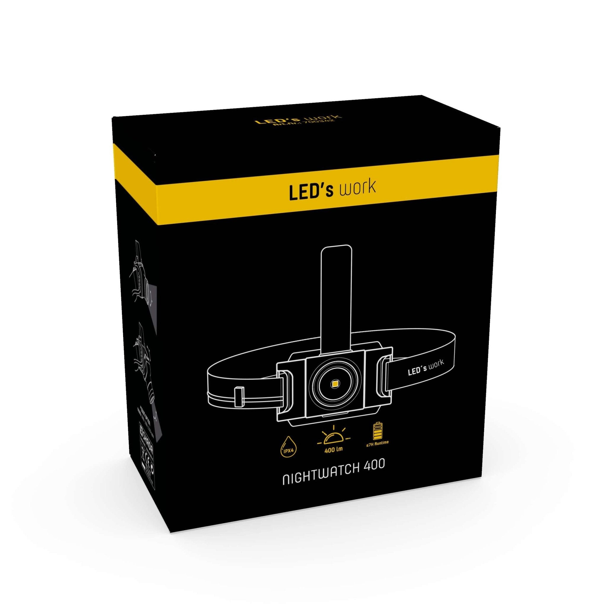 LED's Work Hoofdlamp op batterijen - Met zoomfunctie - Dimbaar - IP44 waterdicht - 400 Lumen Hoofdlampen LED.nl
