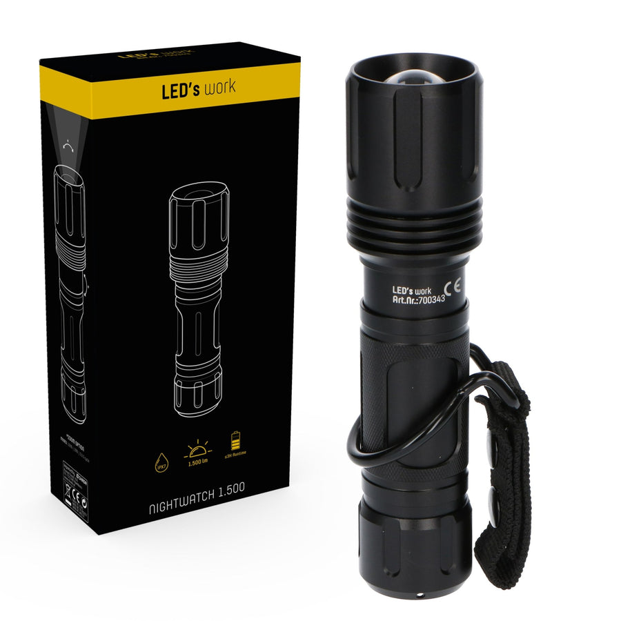 LED's Work Professionelle LED-Taschenlampe mit Zoomfunktion 1500 - Wasserdicht - Dimmbar - lidstore.shop