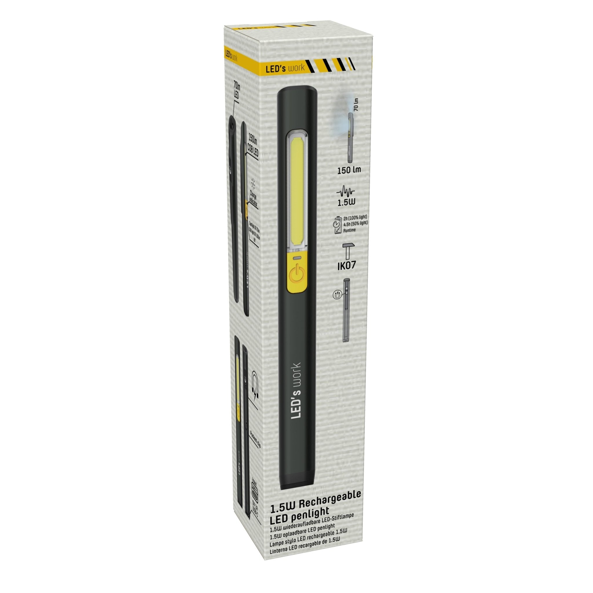LED's Work Looplamp met Accu 150 - Ultra compact - Draadloos & Oplaadbaar - 2 lichtpunten Looplampen LED.nl