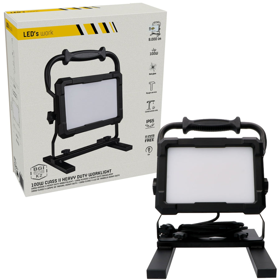 Professionelle LED-Bauleuchte 100 W – rauer Einsatz getestet – 5 Meter Kabel – 9000 Lumen – IP65 - lidstore.shop