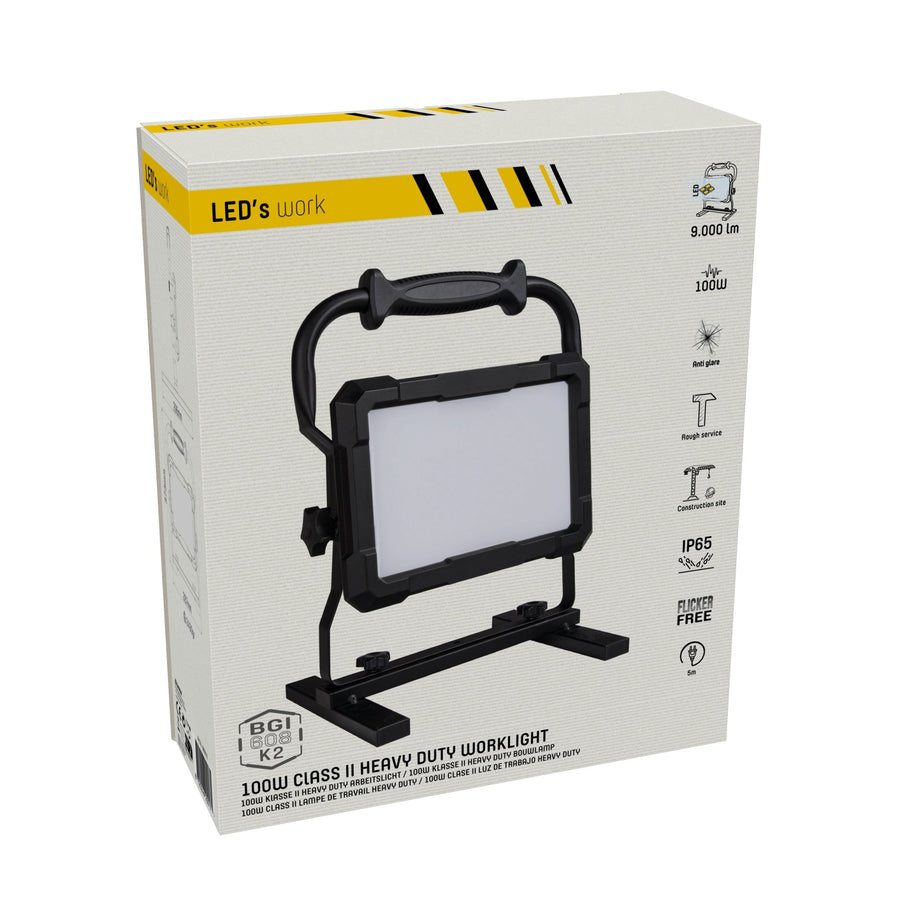 Professionelle LED-Bauleuchte 100 W – rauer Einsatz getestet – 5 Meter Kabel – 9000 Lumen – IP65 - lidstore.shop