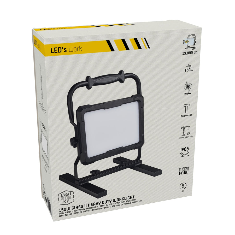 LED's Work Professionelle LED-Bauleuchte 13000 - Im harten Einsatz getestet - 5 Meter Kabel - 150 W - IP65 - lidstore.shop