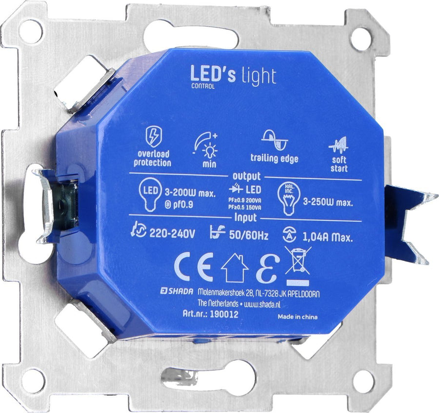 Proventa Premium LED-Dimmer komplett mit Abdeckrahmen – Universell für alle dimmbaren Leuchtmittel – Schwarz - lidstore.shop