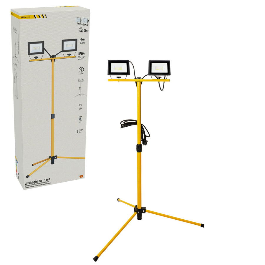 LED-Arbeitsleuchte 2 x 20W mit DUO-Stativ 4250 – IP54 wasserdicht – Höhenverstellbar bis zu 1,20 Meter - lidstore.shop