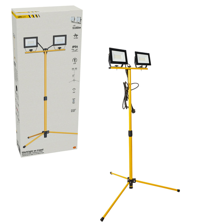 ProWork DUO Tripod LED-Arbeitsscheinwerfer auf Stativ – Höhenverstellbar – 6370 lm - lidstore.shop