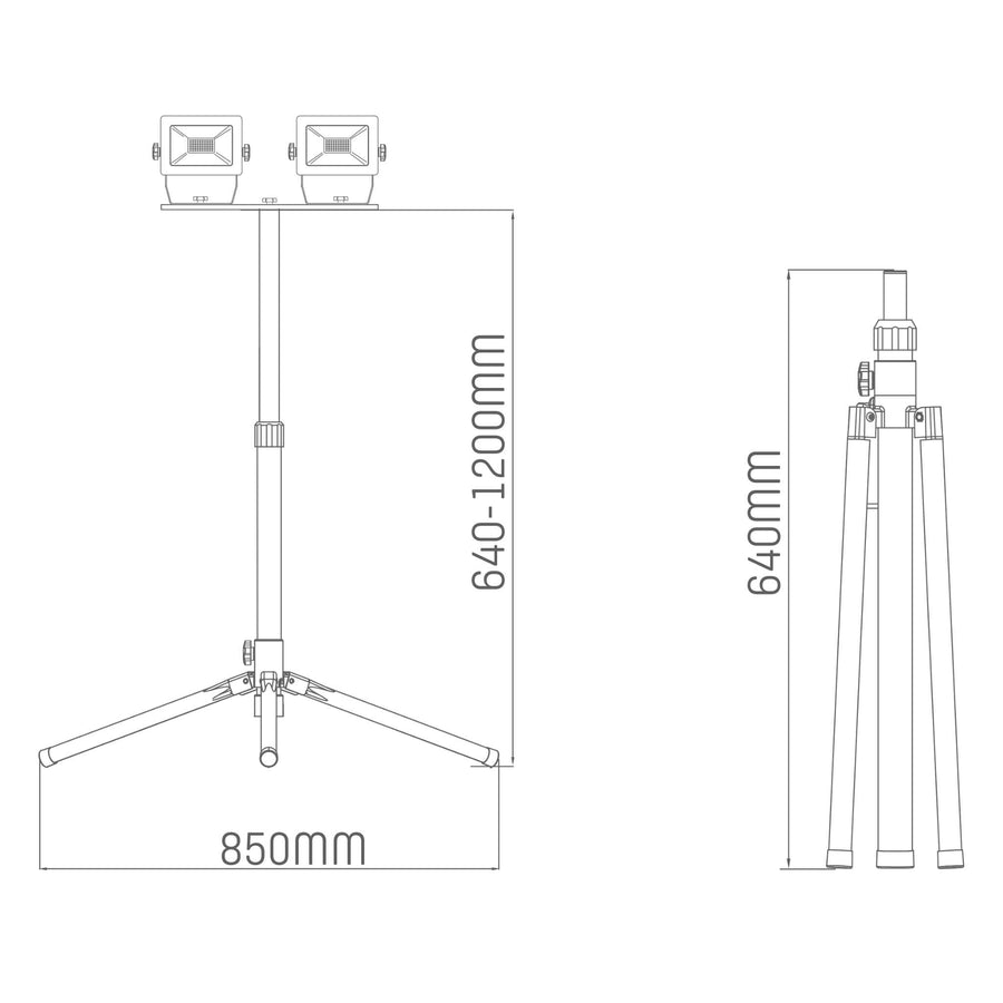 ProWork DUO Tripod LED-Arbeitsscheinwerfer auf Stativ – Höhenverstellbar – 6370 lm - lidstore.shop