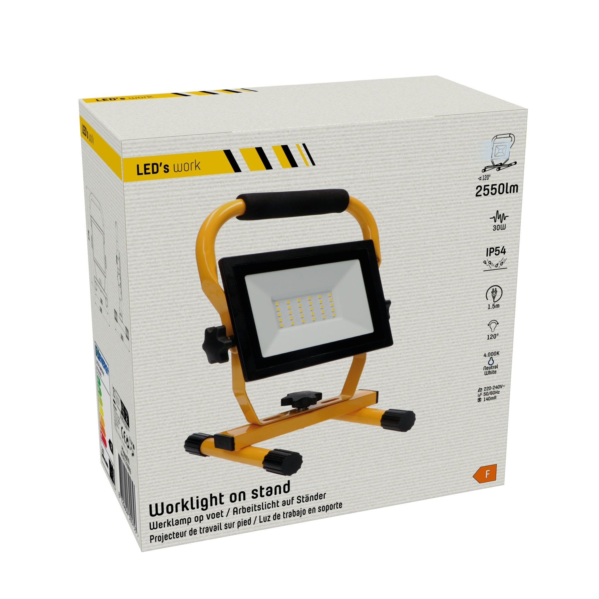 LED's Work 30W LED Werklamp Bouwlamp - Inklapbaar & Draaibaar - Stof- en waterbestendig - 2550 lm Lichtbronnen Led.nl