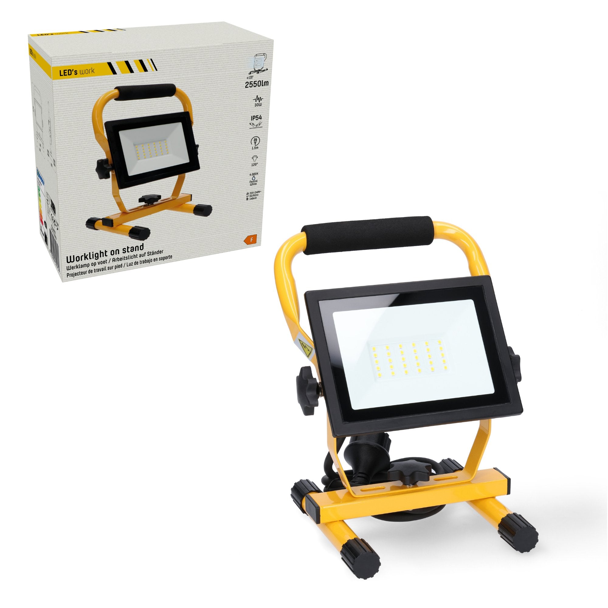 LED's Work 30W LED Werklamp Bouwlamp - Inklapbaar & Draaibaar - Stof- en waterbestendig - 2550 lm Lichtbronnen Led.nl