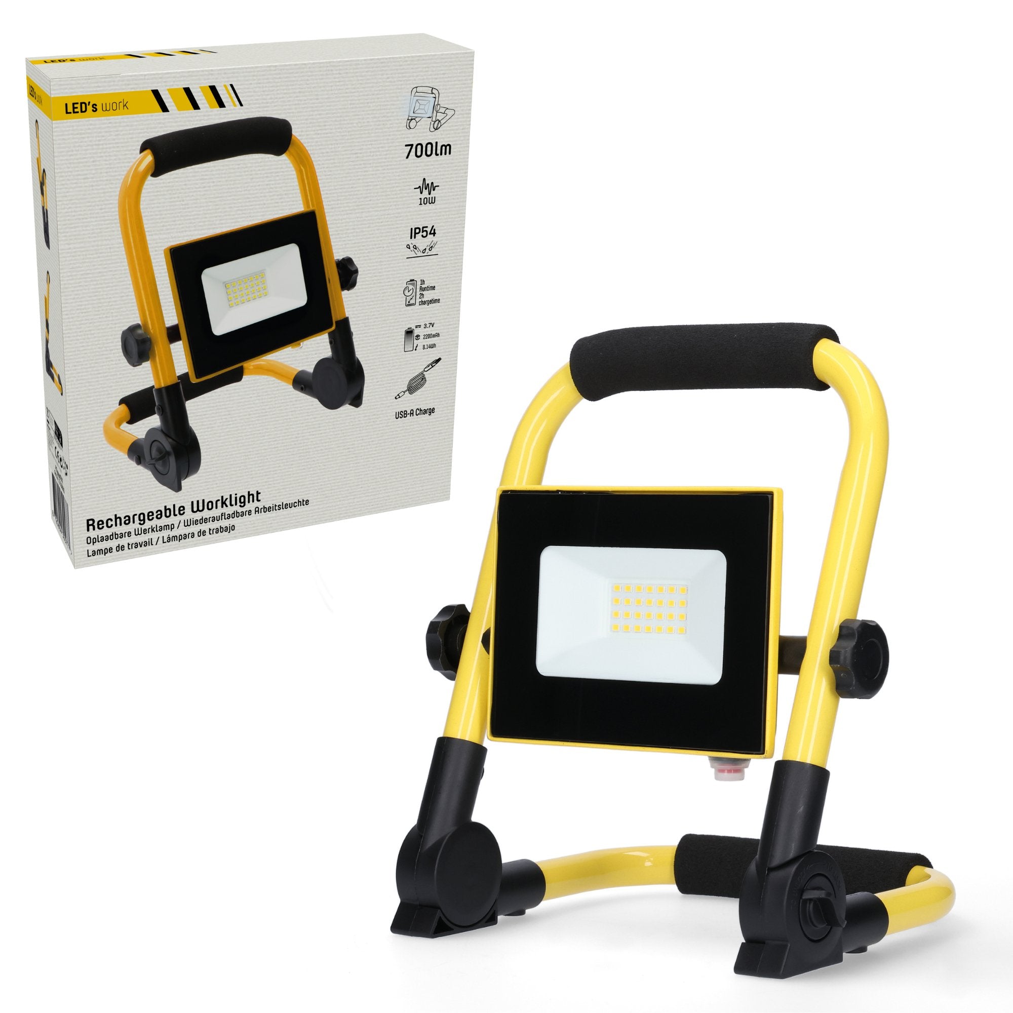 LED's Work Bouwlamp 700 - Inklapbaar & Draaibaar - Stof- en waterbestendig - 10W Werklampen LED.nl