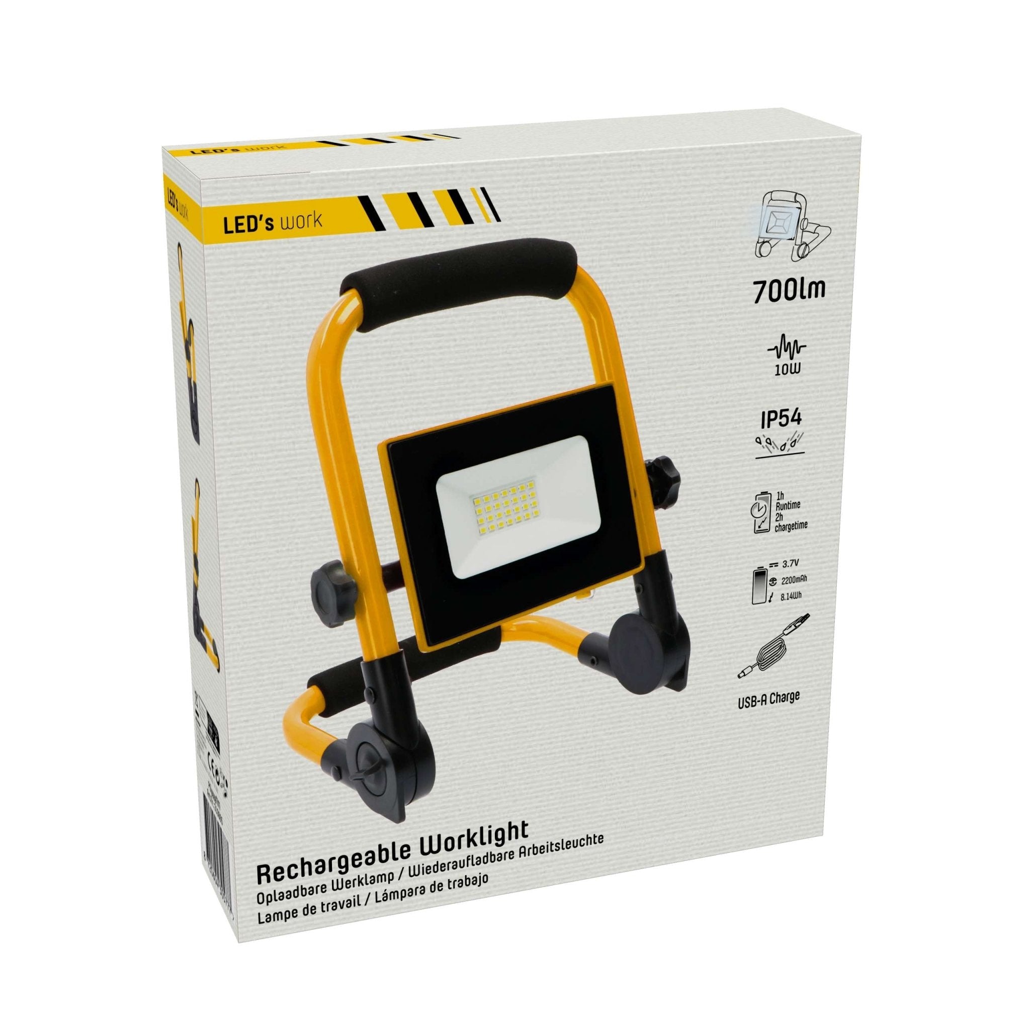 LED's Work Bouwlamp 700 - Inklapbaar & Draaibaar - Stof- en waterbestendig - 10W Werklampen LED.nl