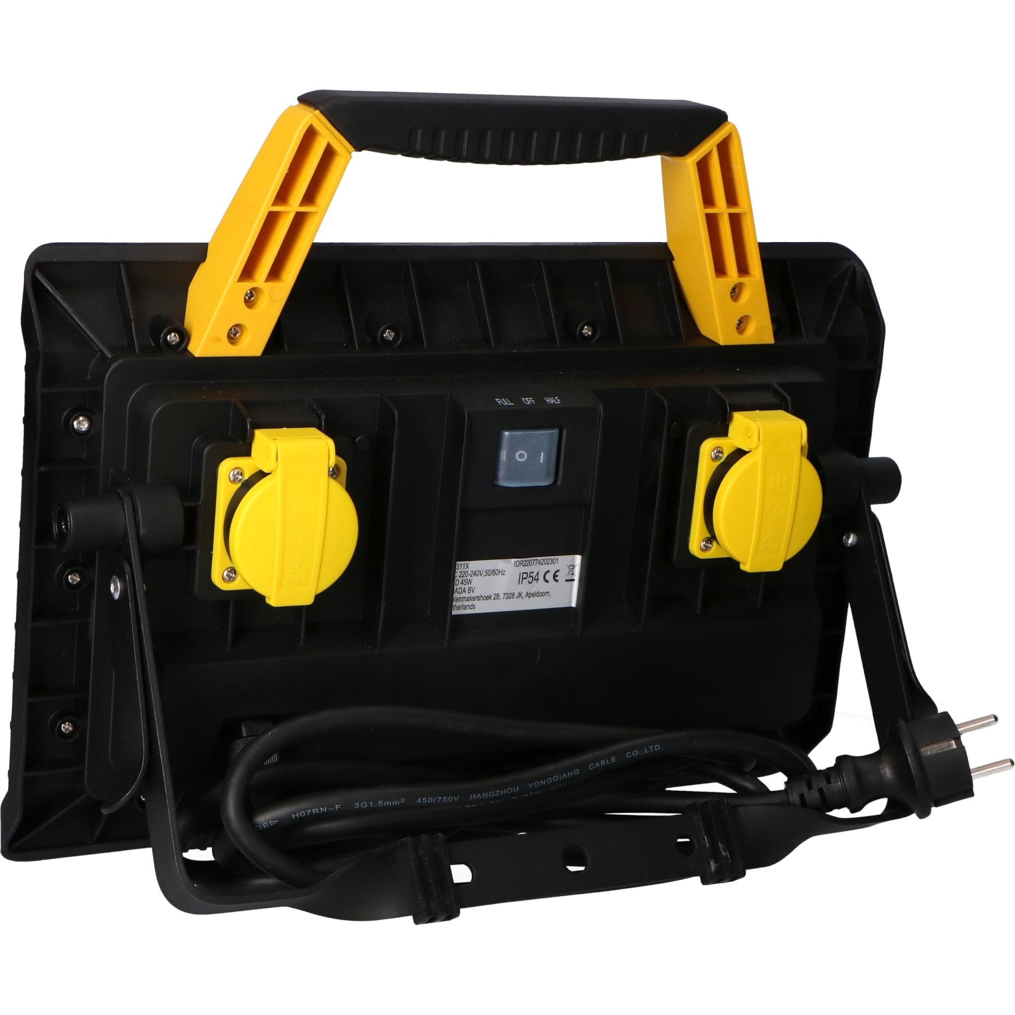 LED's Work Bouwlamp 5000 - 2 extra stopcontacten - 3 meter snoer - IP54 water- en stofbestendig Bouwlampen Led.nl