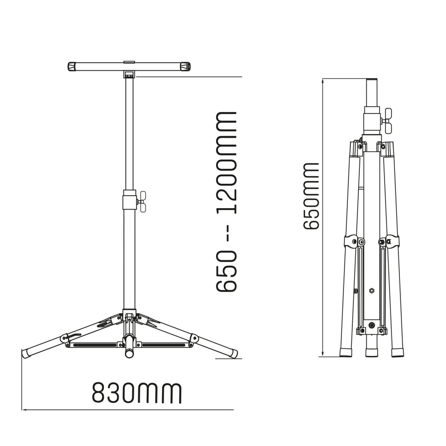 LED-Arbeitsleuchte auf Stativ 1500 - Höhenverstellbar bis 120 cm und drehbar - Leichtgewicht - 20W - lidstore.shop