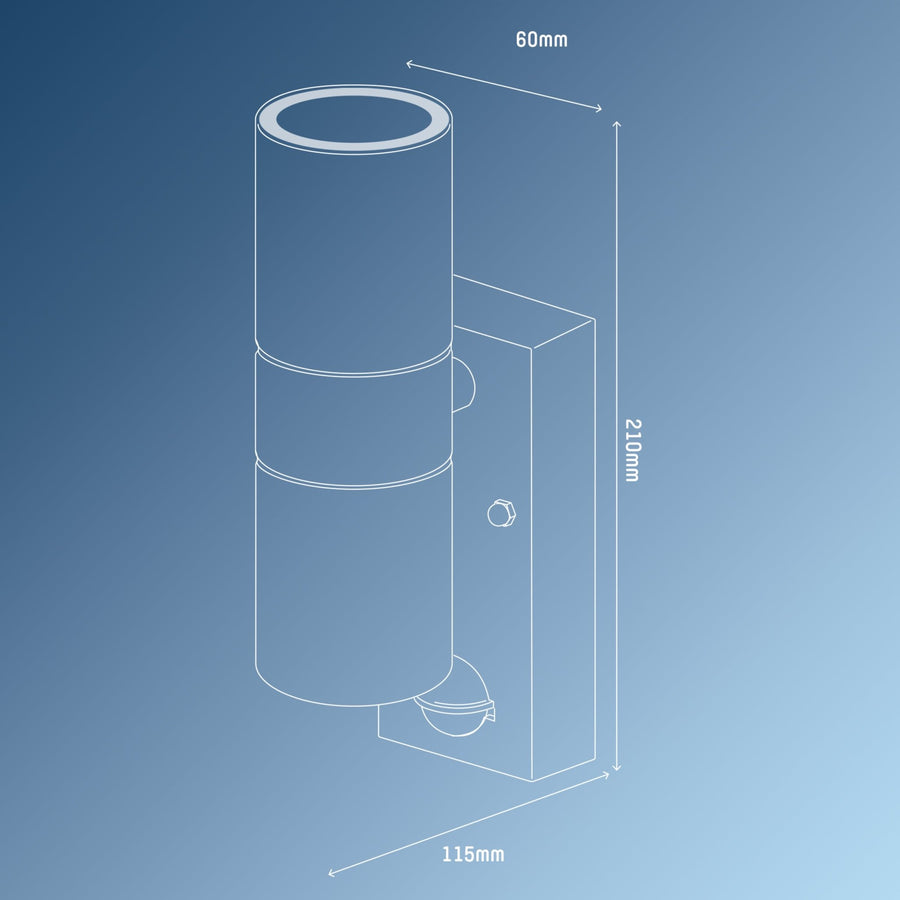 LED's Light RVS LED Buitenlamp met Bewegingssensor - 2 lichts up & down - IP44 - Zilver Buitenlampen LED.nl