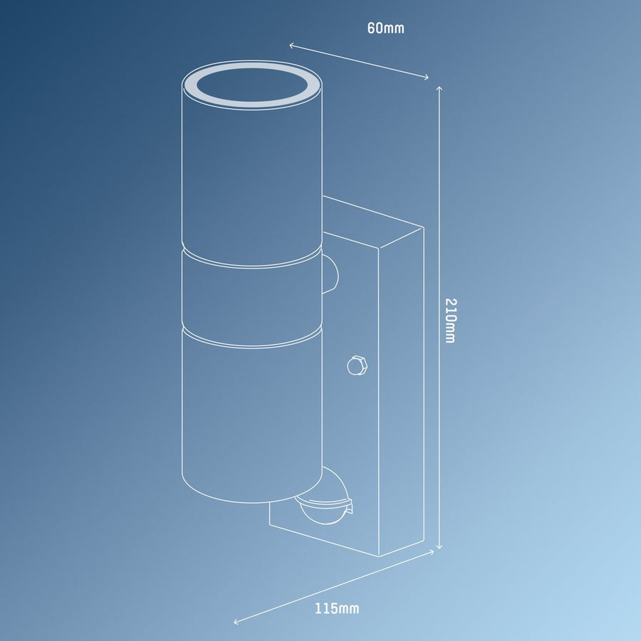 LED's Light RVS LED Buitenlamp met Bewegingssensor - 2 lichts up & down - IP44 - Zwart Buitenlampen LED.nl