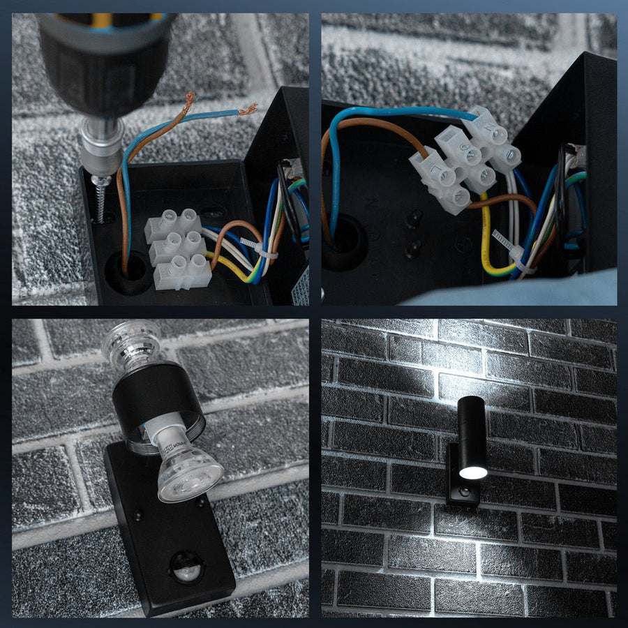 LED's Light RVS LED Buitenlamp met Bewegingssensor - 2 lichts up & down - IP44 - Zwart Buitenlampen LED.nl