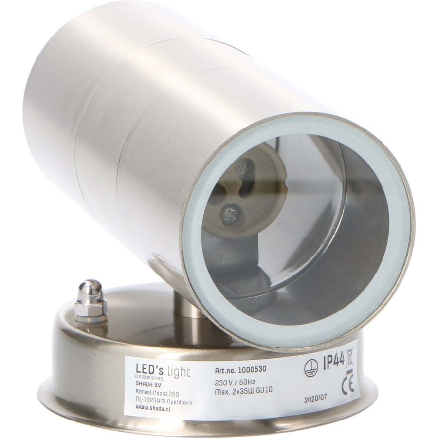 LED's Light RVS LED Wandleuchte für den Außenbereich - Spot mit 2 x GU10 Fassung - Modell Catania - IP44 - Silber - lidstore.shop