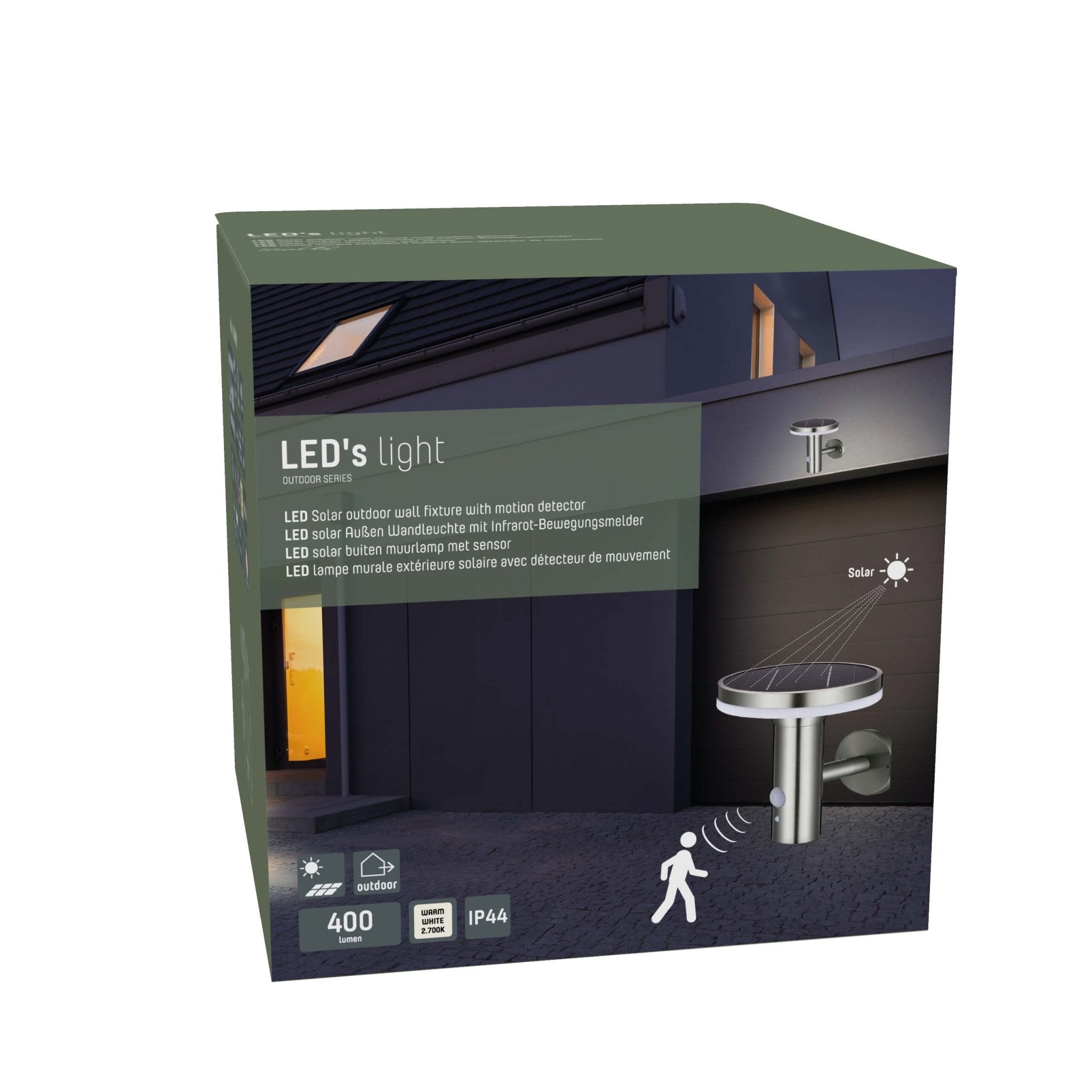 RVS Solar LED Buitenlamp met bewegingssensor - Draadloos - 3 standen - Zilver Buitenlampen LED.nl
